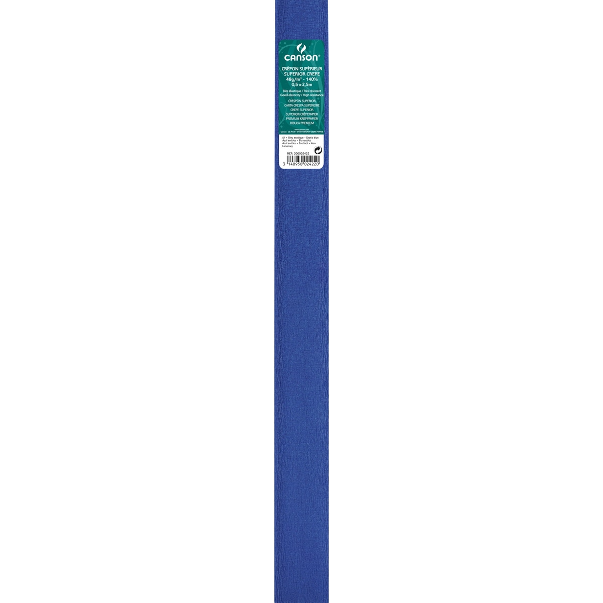 Imagen 0 de Rollo de 50x250 cm, Crespón Superior (60g/rollo), 48 g/m2, Canson Azul Exótico
