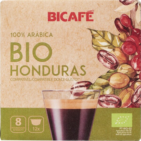Bicafé Café Honduras para Dolce Gusto Intensidade 8 Biológico embalagem 12 cápsulas