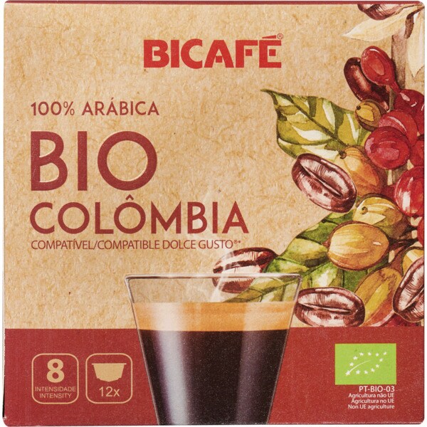 Bicafé Café Colômbia para Dolce Gusto Intensidade 8 Biológico embalagem 12 cápsulas