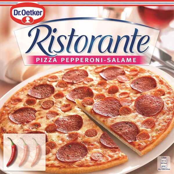 Dr. Oetker Ristorante Pizza Pepperoni e Salame embalagem 320 g