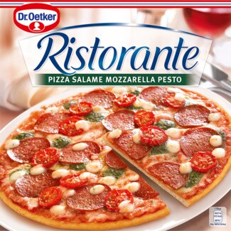Dr. Oetker Ristorante Pizza Salame Mozzarella Pesto embalagem 360 g