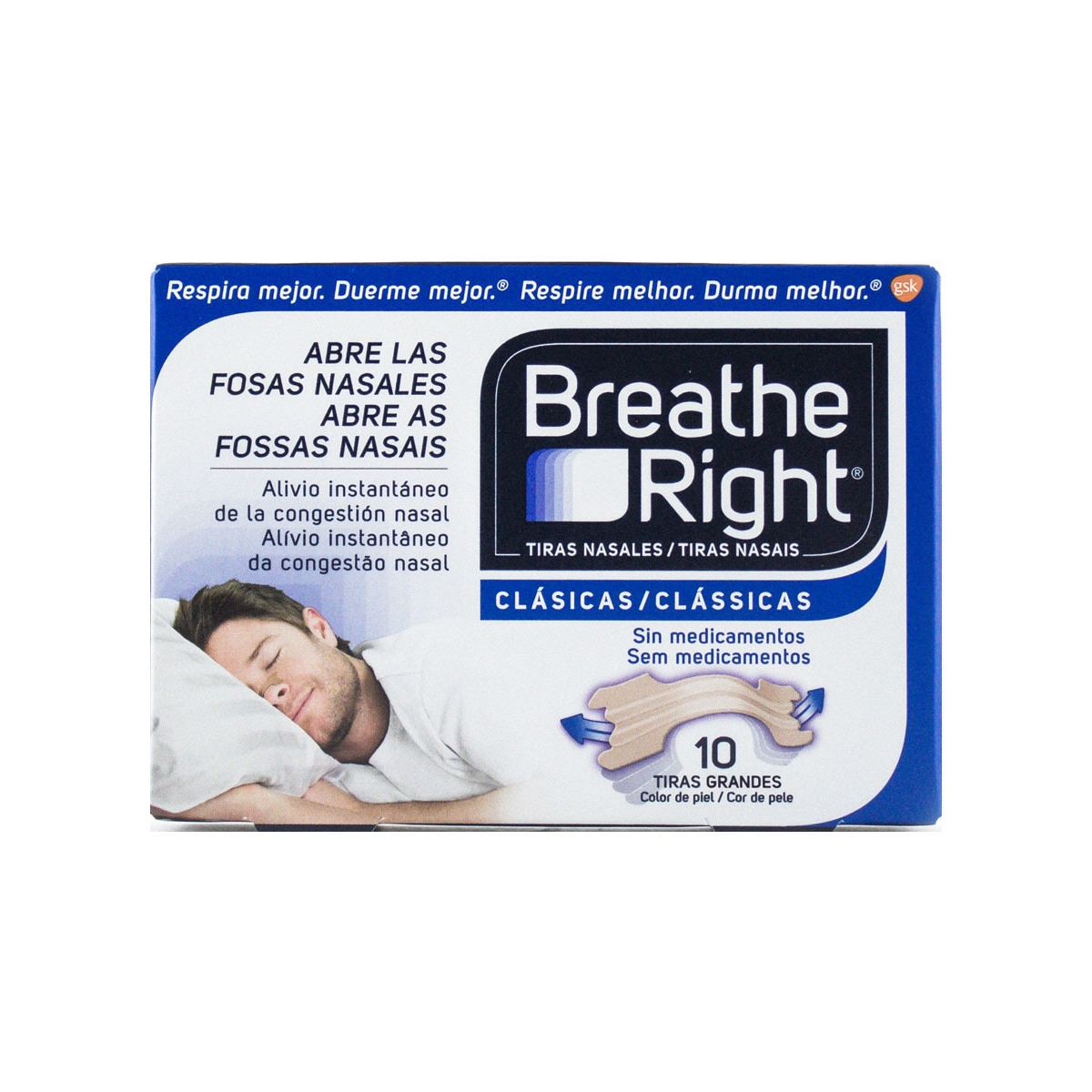 Imagem 0 de 10 Tiras Nasais Clássicas Tamanho grande Breathe Right