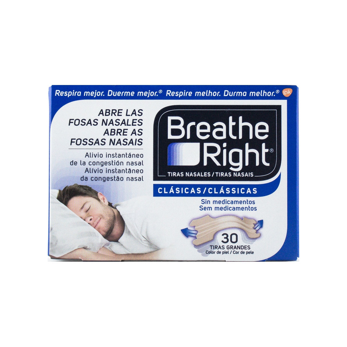 Imagem 0 de 30 Tiras Nasais Clássicas Tamanho grande Breathe Right