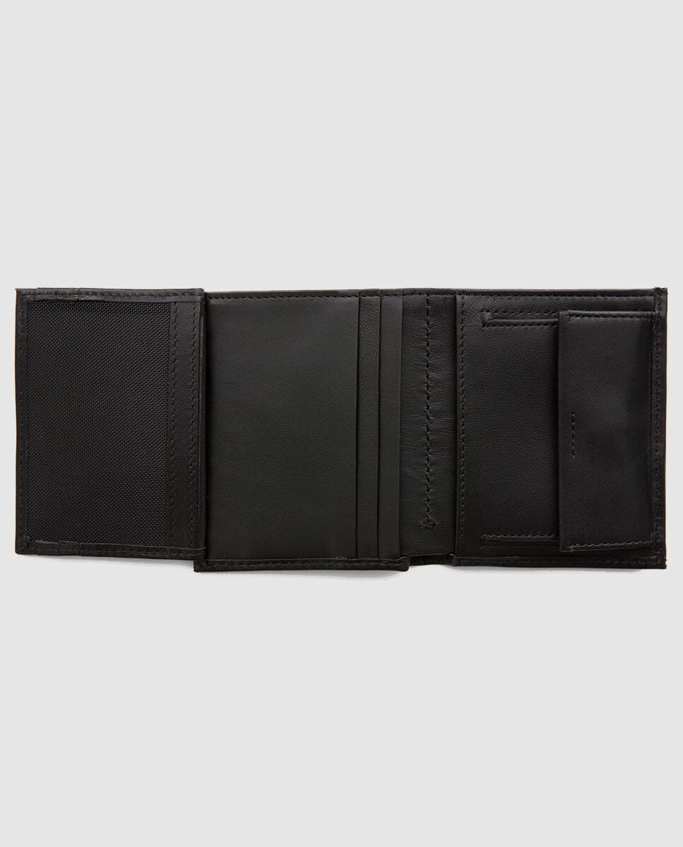Carteira vertical de homem Calvin Klein em pele lisa preta com porta-moedas Preto-4
