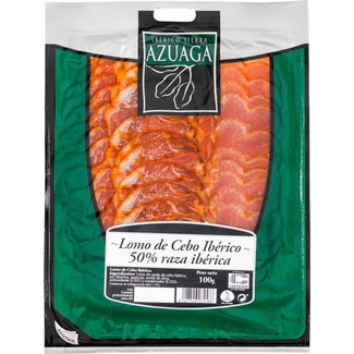 lomo de cebo ibérico 50% raza ibérica en lonchas sin gluten sin lactosa envase 100 g - Sierra De Azuaga