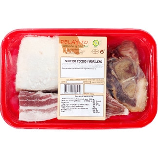 surtido para cocido Madrileño con panceta, tocino y espinazo sin gluten peso aproximado bandeja 650 g - Pelayito