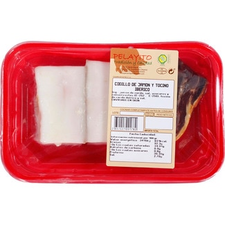 codillo de jamón y tocino ibérico sin gluten peso aproximado bandeja 350 g - Pelayito