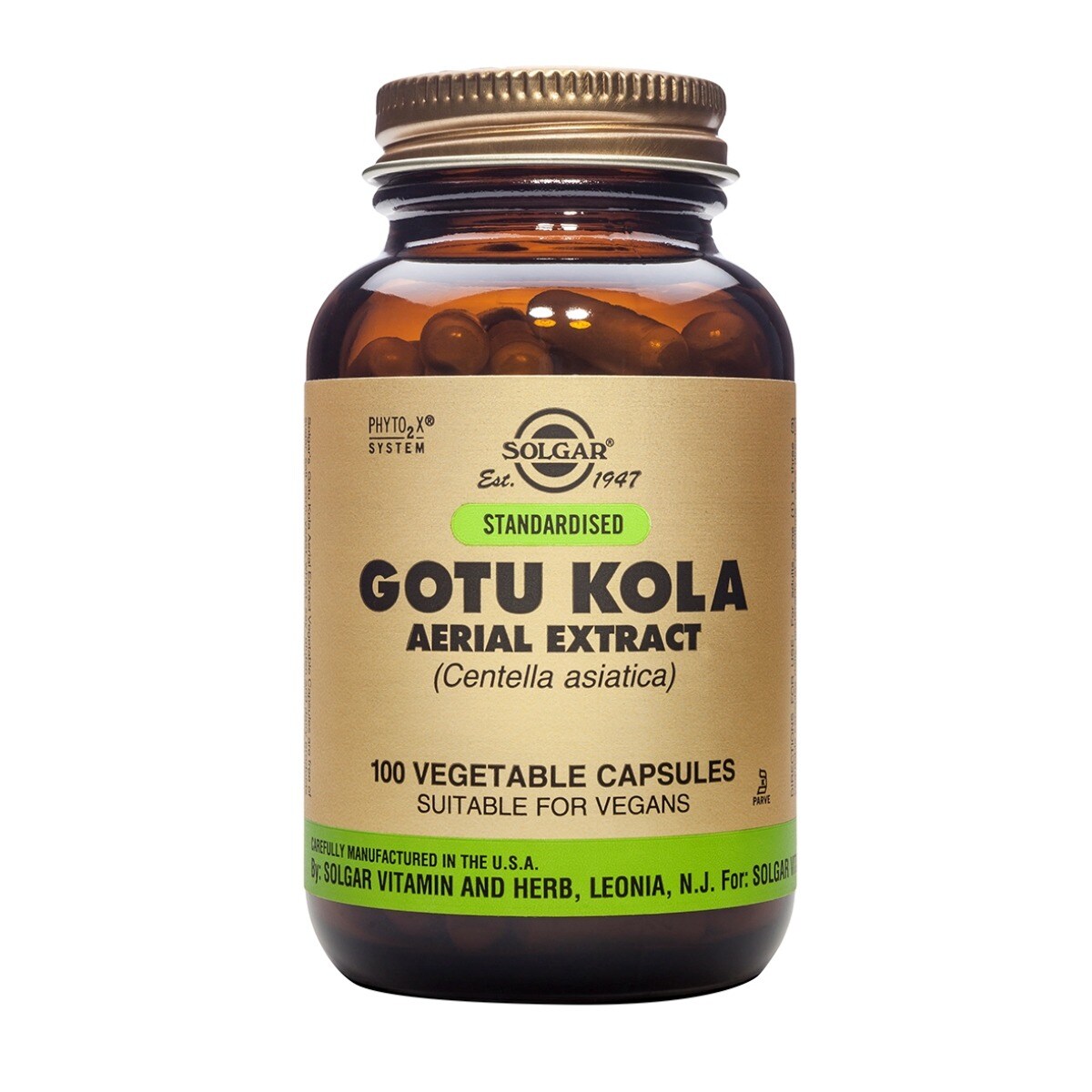 Suplemento Alimentar Gotu kola 100 Cápsulas Solgar 1