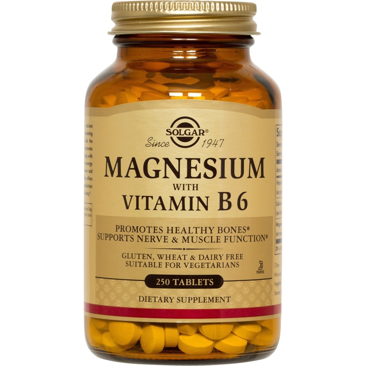 Imagem 0 de Suplemento Alimentar Magnésio com vitamina B6 250 Comp. Solgar