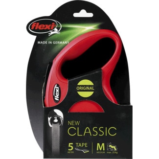 Trela para Cão New Classic com Corda 5 Metros Tamanho M Vermelha embalagem 1 unidade - Flexi