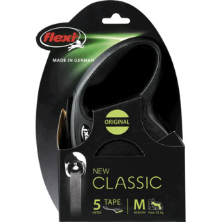 Trela para Cão New Classic com Corda 5 Metros Tamanho M Preta embalagem 1 unidade - Flexi
