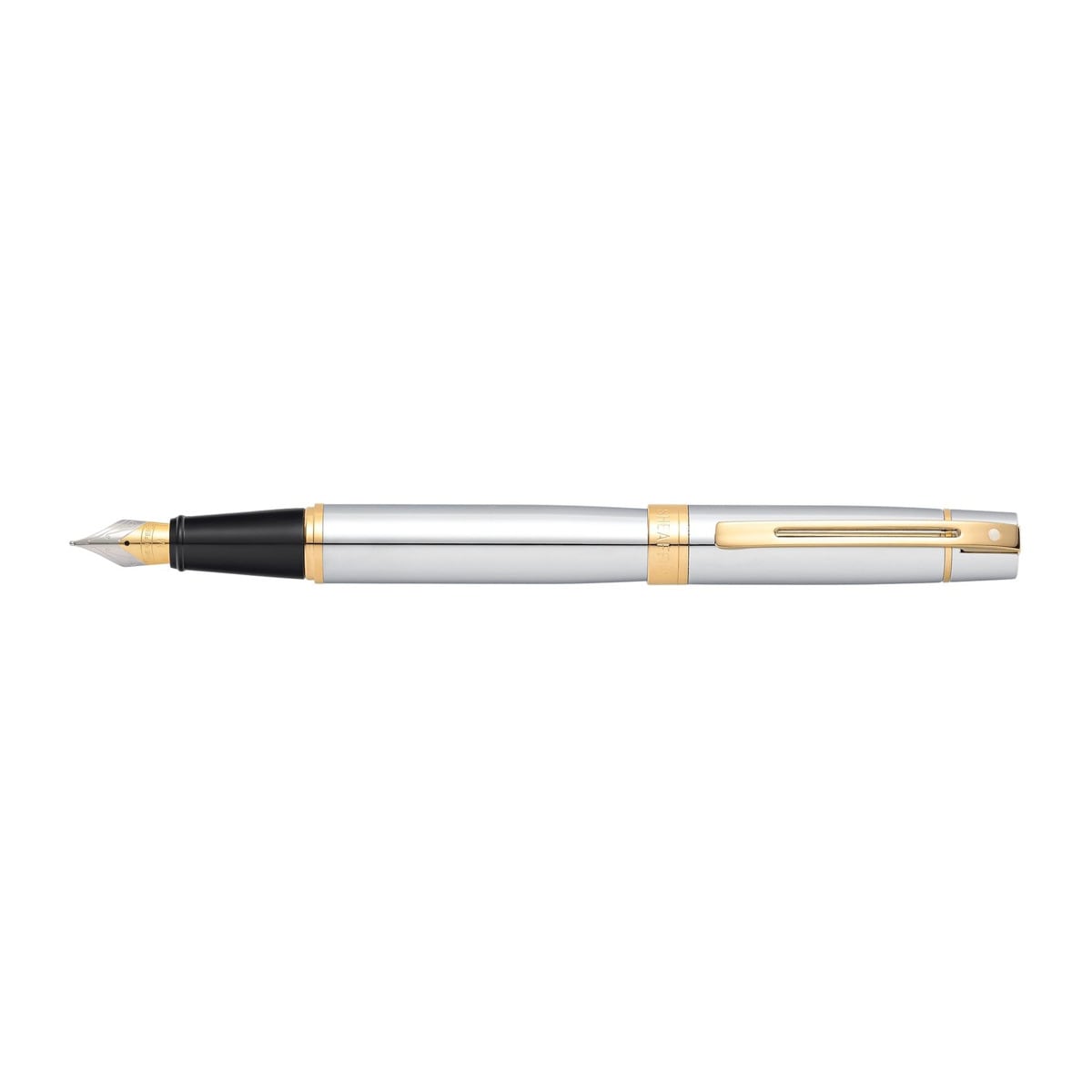 Pluma Estilográfica Sheaffer 300 de Cromo Brillante con detalles Dorados Cromo-2