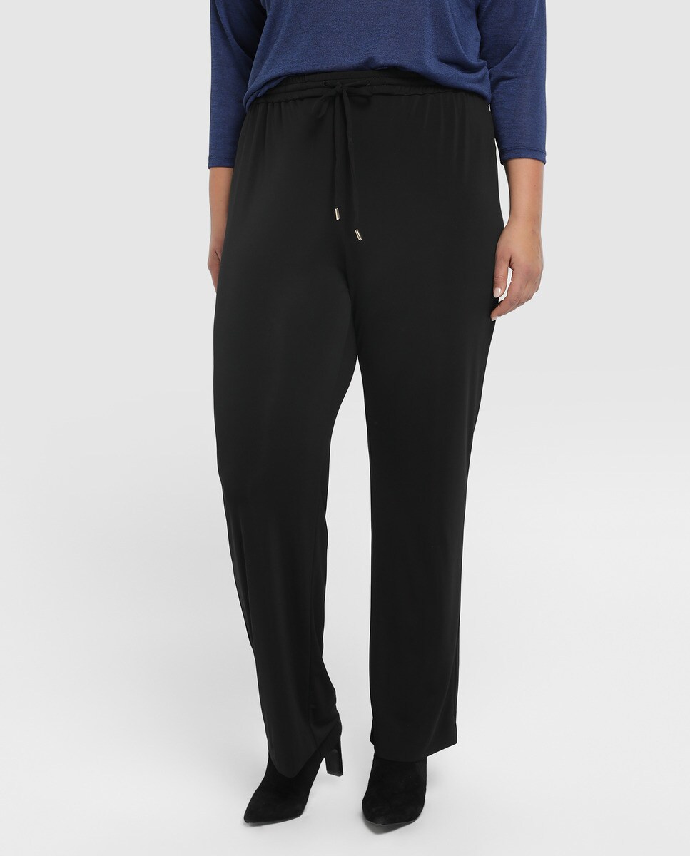 Pantalón fluido de mujer talla grande Couchel en negro · El Corte Inglés