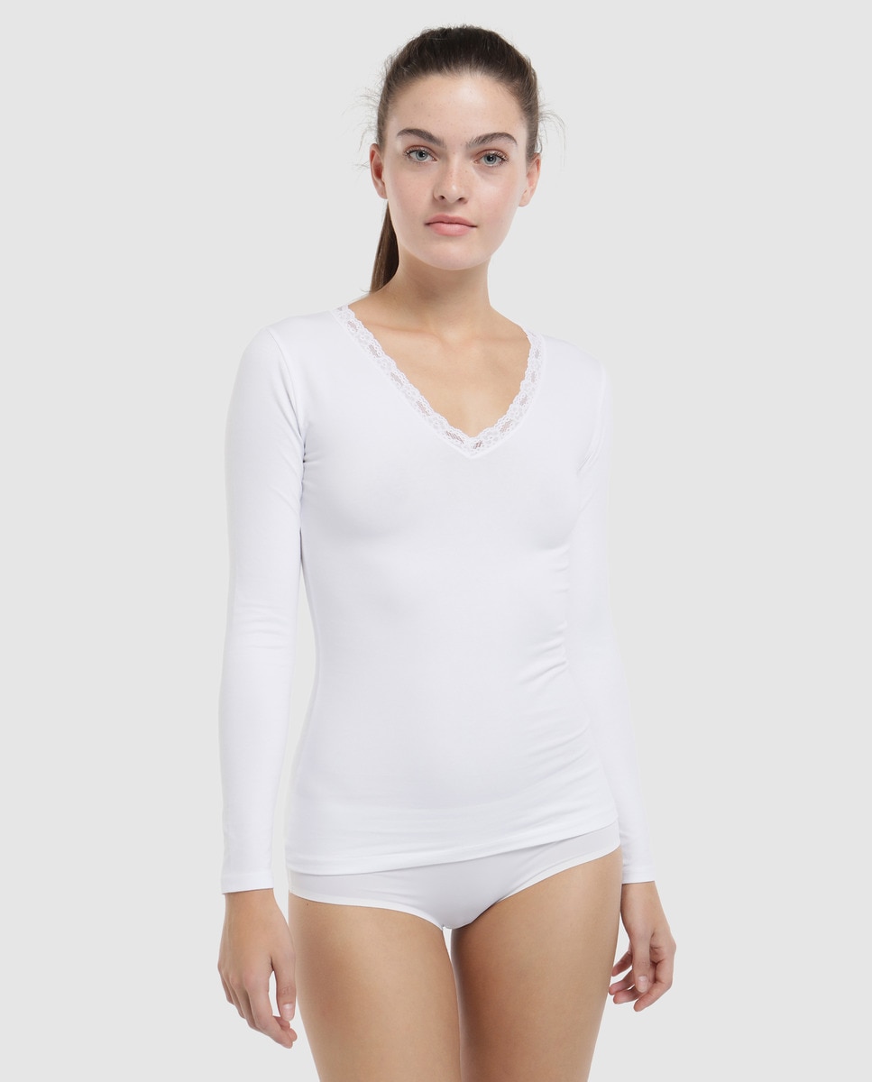 Maillot de corps Pecado Original à manches longues et dentelle