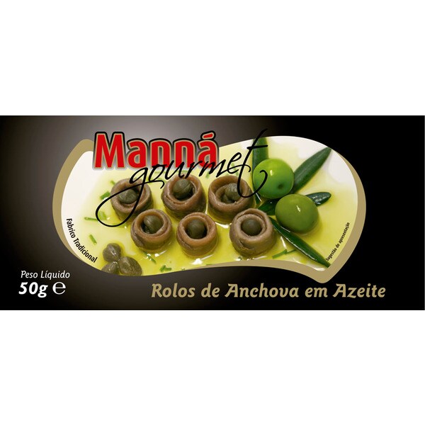Manná Gourmet Rolos de Anchova em Azeite lata 50 g