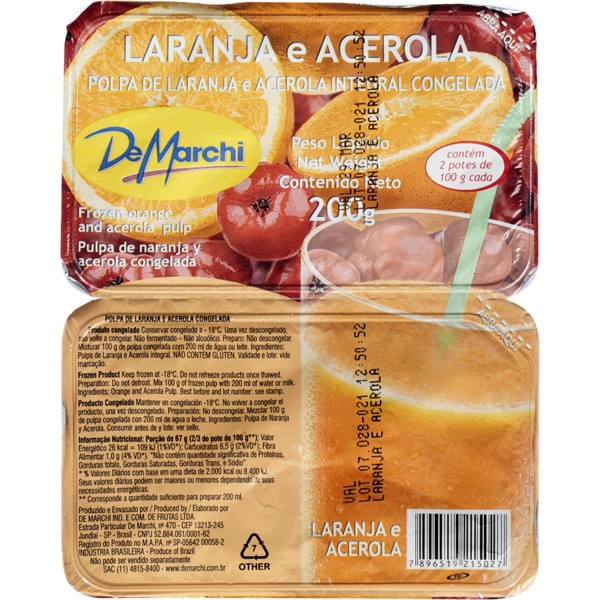 De Marchi Polpa de Laranja e Acerola Integral Congelada embalagem 200 g