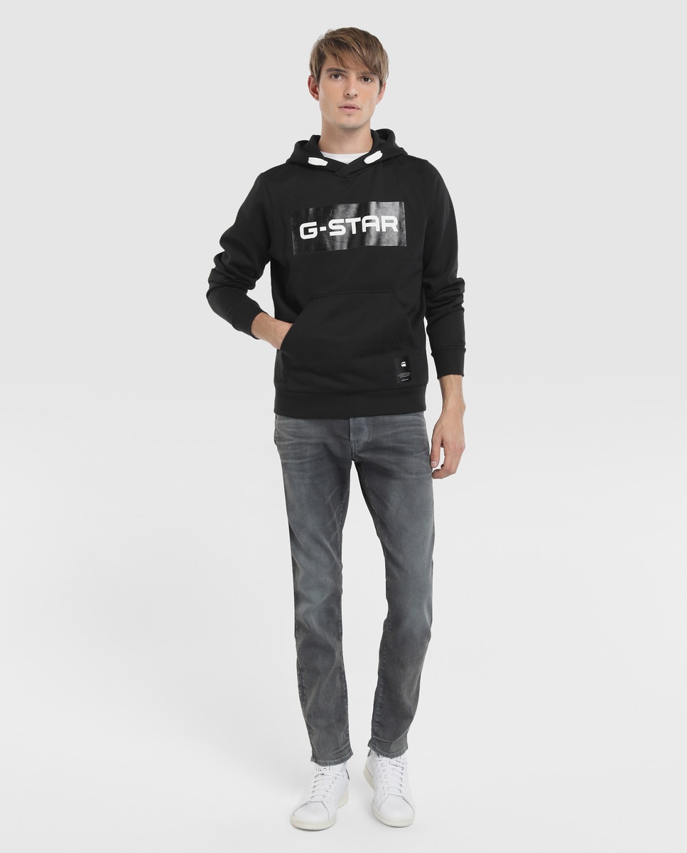 Jeans 3301 slim pretas de homem Preto-8