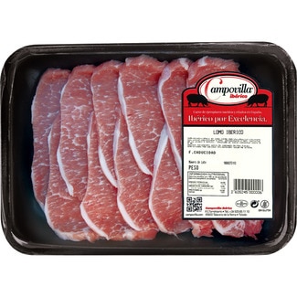 lomo fresco de cerdo ibérico en filetes peso aproximado bandeja 500 g - Campovilla