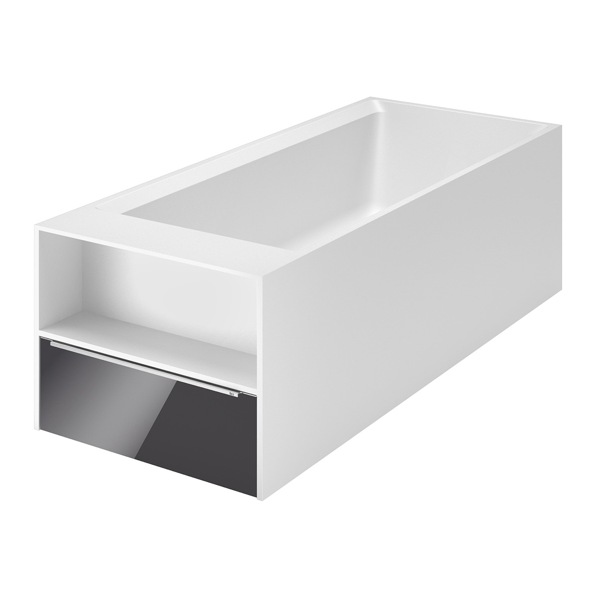 Bañera rectangular con cajón espejo Surfex Modo Roca Blanco-1