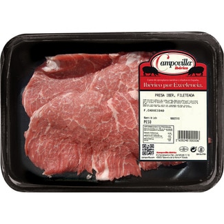 presa fresca de cerdo ibérico en filetes peso aproximado bandeja 400 g - Campovilla
