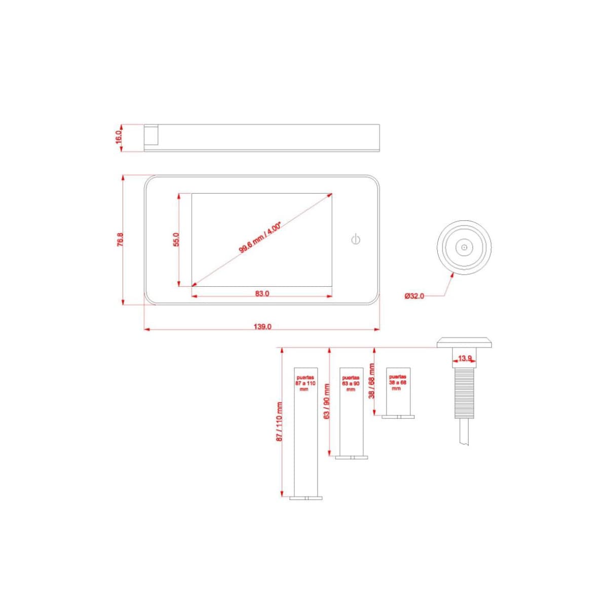 Mirilla Digital AYR-754 con LCD 4'' (10,16 cm) Cromo-2