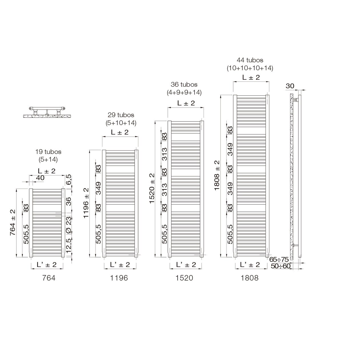 Toalheiro radiador com 2 espaços Novo Branco-3