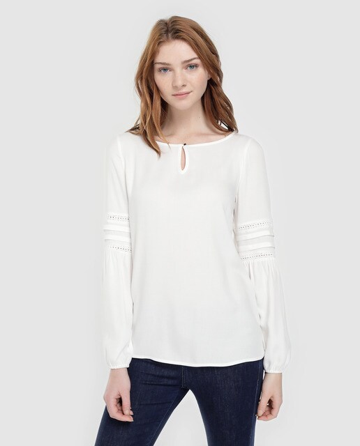 Blusa de mujer Esprit blanca con puño fruncido · Esprit · El Corte Inglés