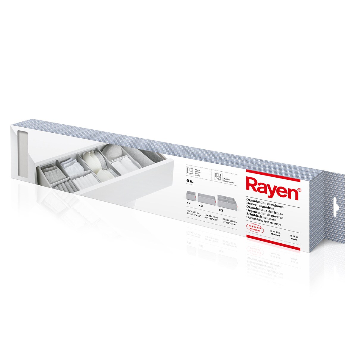 Organizador de gavetas Premium Rayen Cinzento-5