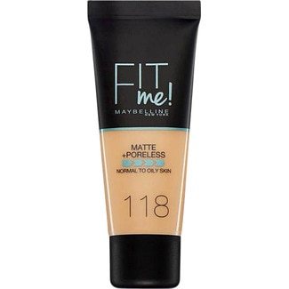 base de maquillaje Fit Me Matte Afina Poros 118 Light Beige - Maybelline