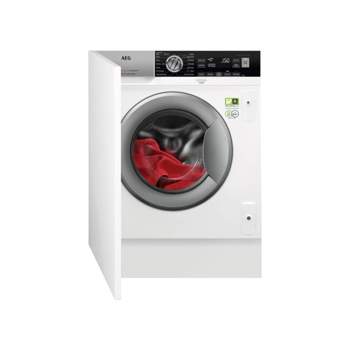 Imagem 0 de Máquina de Lavar Roupa Encastrável AEG Série 8000 L8FEC842BI com Tecnologia ÖkoMix e ProSense, Carga Frontal, de 8 kg e 1400 rpm - Branco