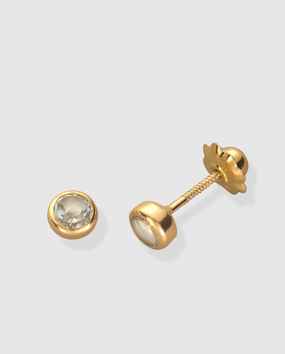 Pendientes de bebé de oro con topacio Azul-1