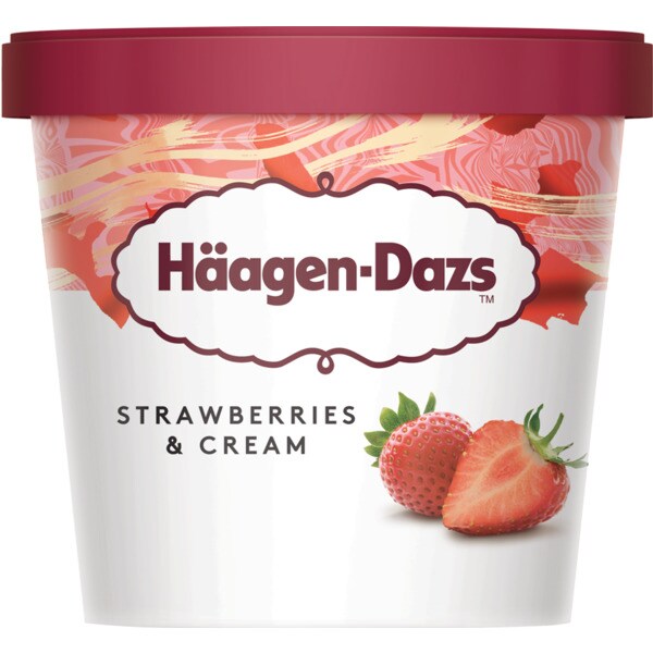Haagen-Dazs Gelado de Natas e Morango embalagem 95 ml