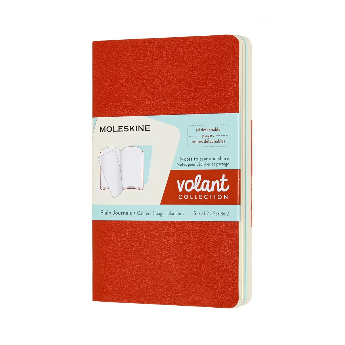 Imagem 0 de Conjunto de 2 Blocos Volant Pocket Folhas Lisas Moleskine Vermelho e Turquesa