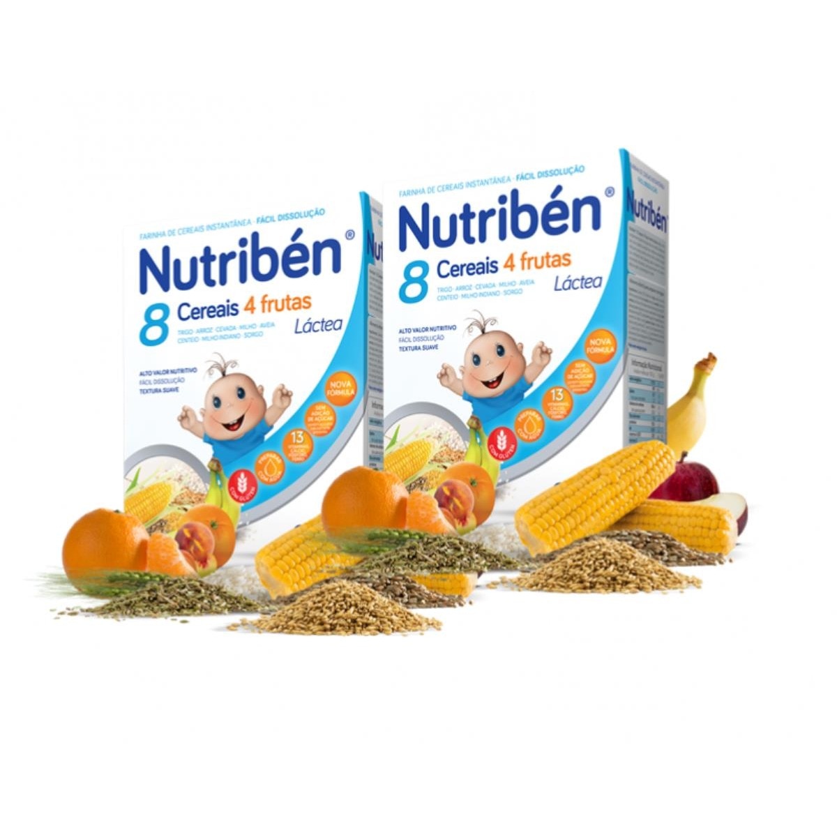 Papa 8 Cereais 4 Frutas Farinha Láctea 2x300g Nutribén 1