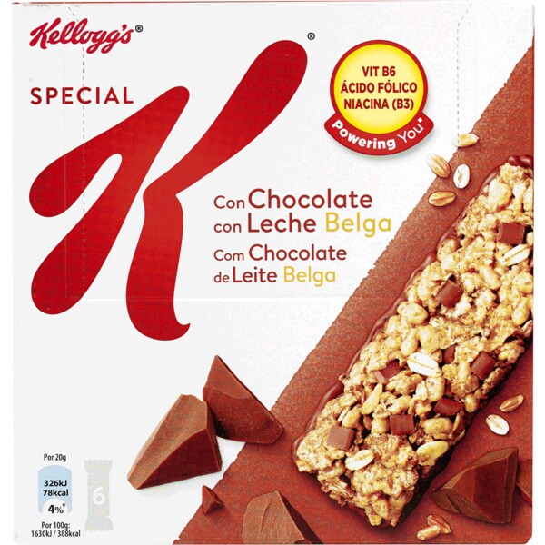 Special K Barras de Cereais com Chocolate de Leite Pack 6 embalagem 21,5 g
