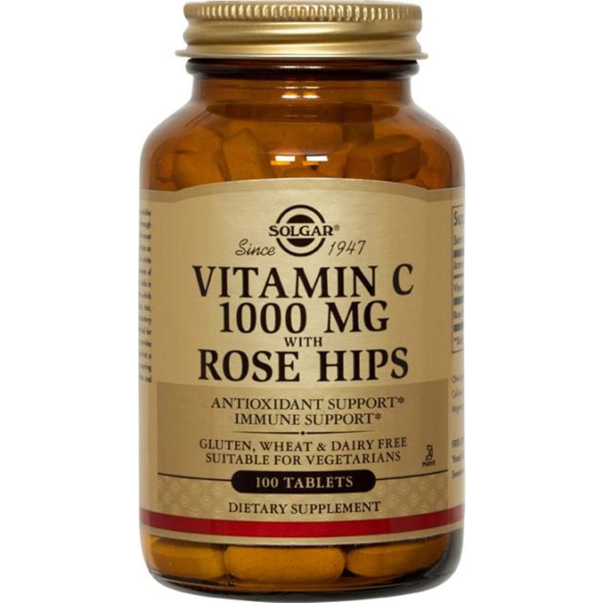 Suplemento Alimentar Vitamin C 1000 mg with Rose Hips 100 Cápsulas Solgar 1