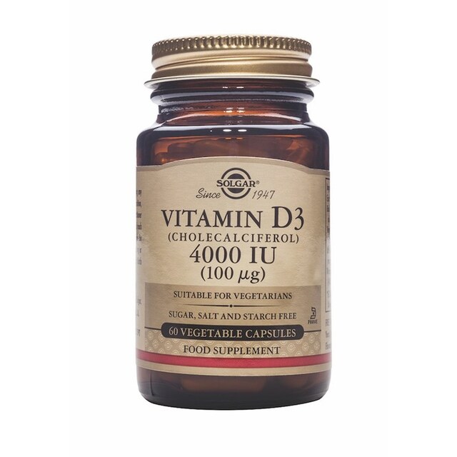 Imagem 0 de Suplemento Alimentar Vitamina D3 4000 UI (100mcg) 60 Cápsulas Solgar