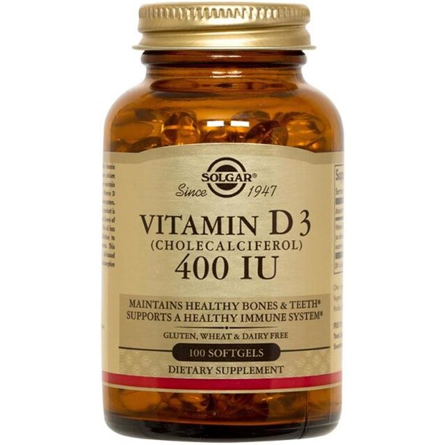 Imagem 0 de Suplemento Alimentar Vitamina D3 Colecalciferol 400 UI (10mcg) 100 Cápsulas Solgar