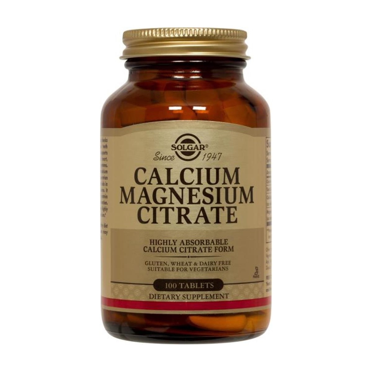 Imagem 0 de Suplemento Alimentar Calcium Magnesium Citrate 100 Cápsulas Solgar