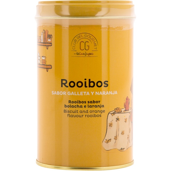 infusión de rooibos sabor galleta y naranja lata 100 g