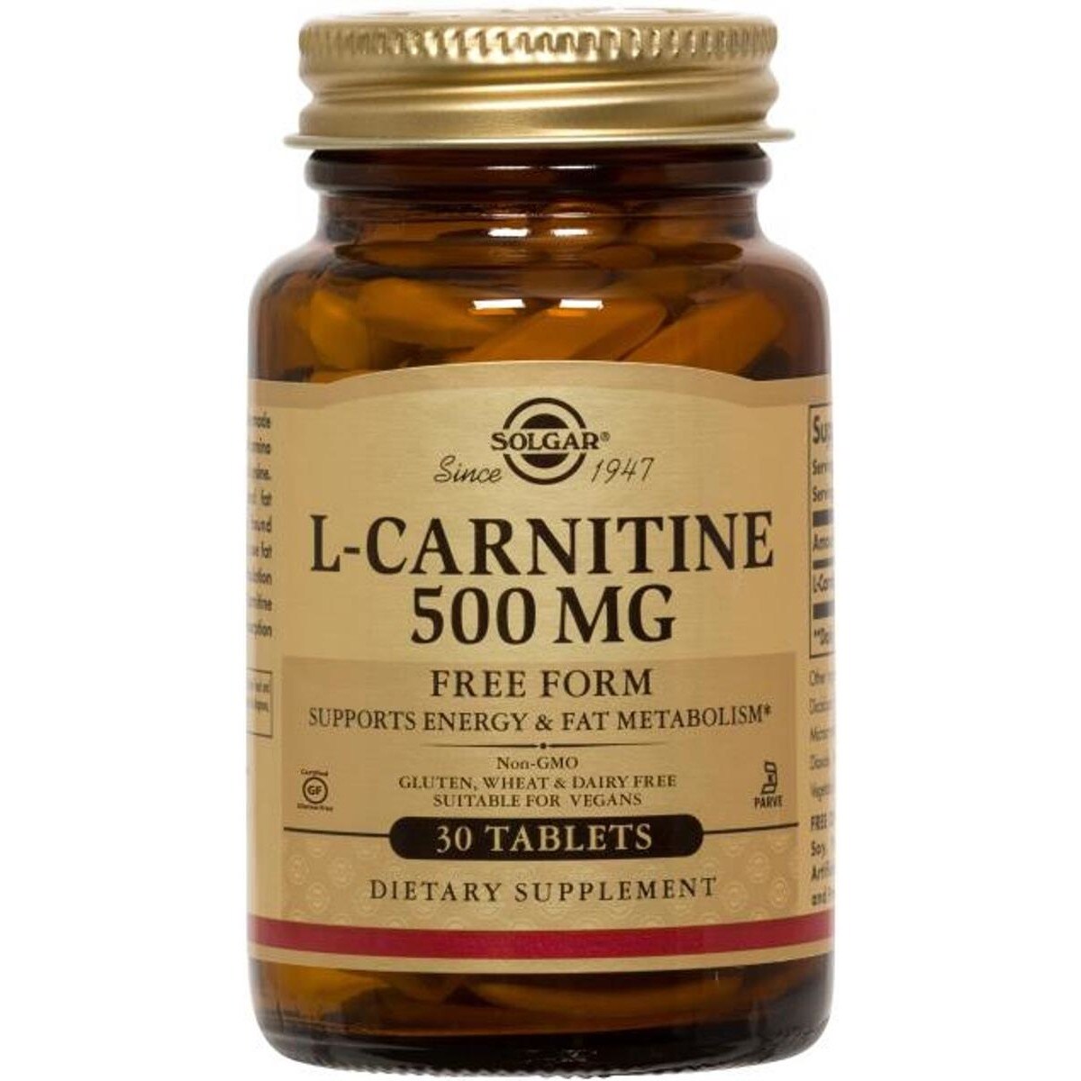 Suplemento Alimentar L-Carnitine 500mg 30 Cápsulas Solgar 1