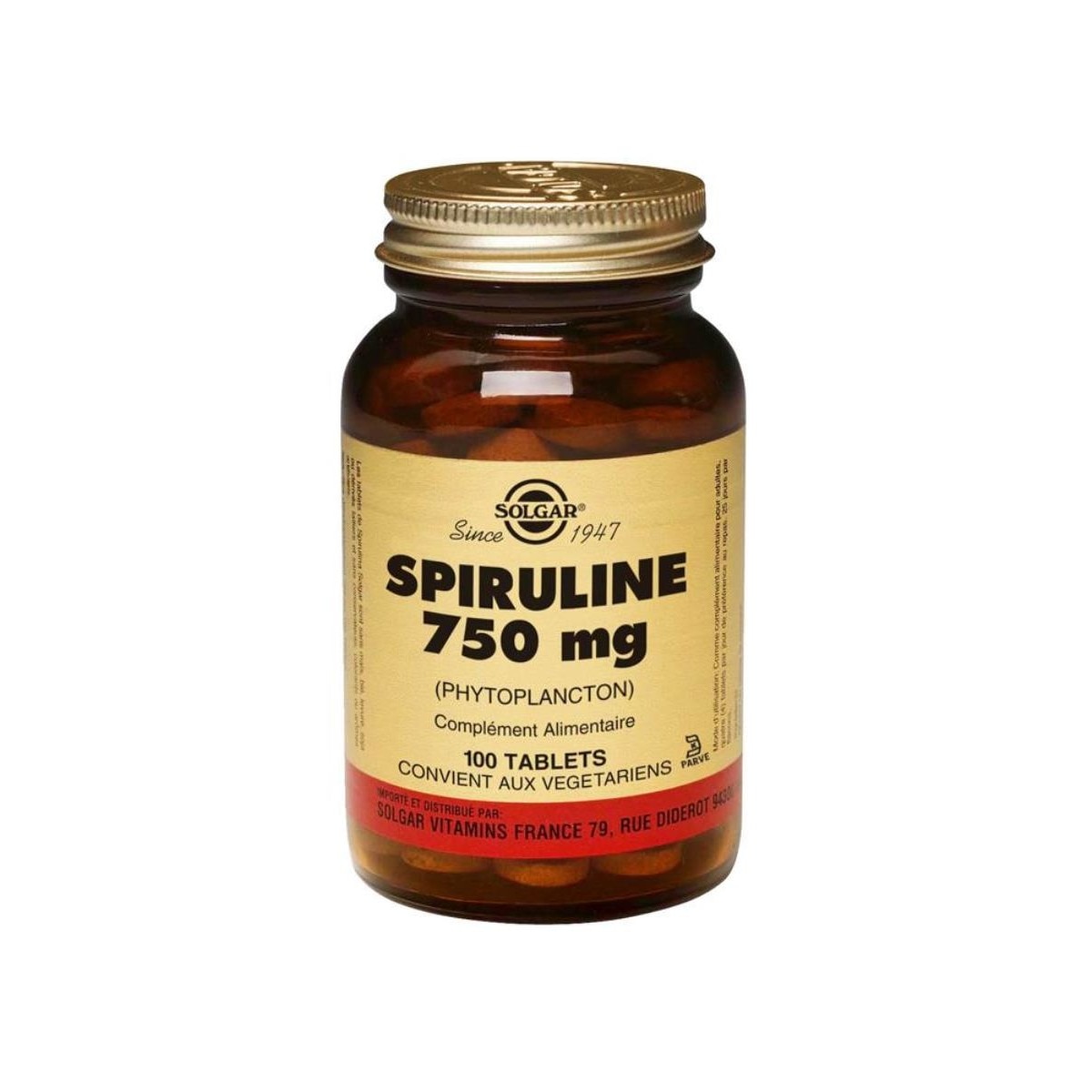 Imagem 0 de Suplemento Alimentar Spirulina 750mg 100 Comp. Solgar