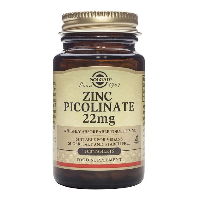 Imagem 0 de Suplemento Alimentar Zinc Picolinate 22 mg 100 Comp. Solgar
