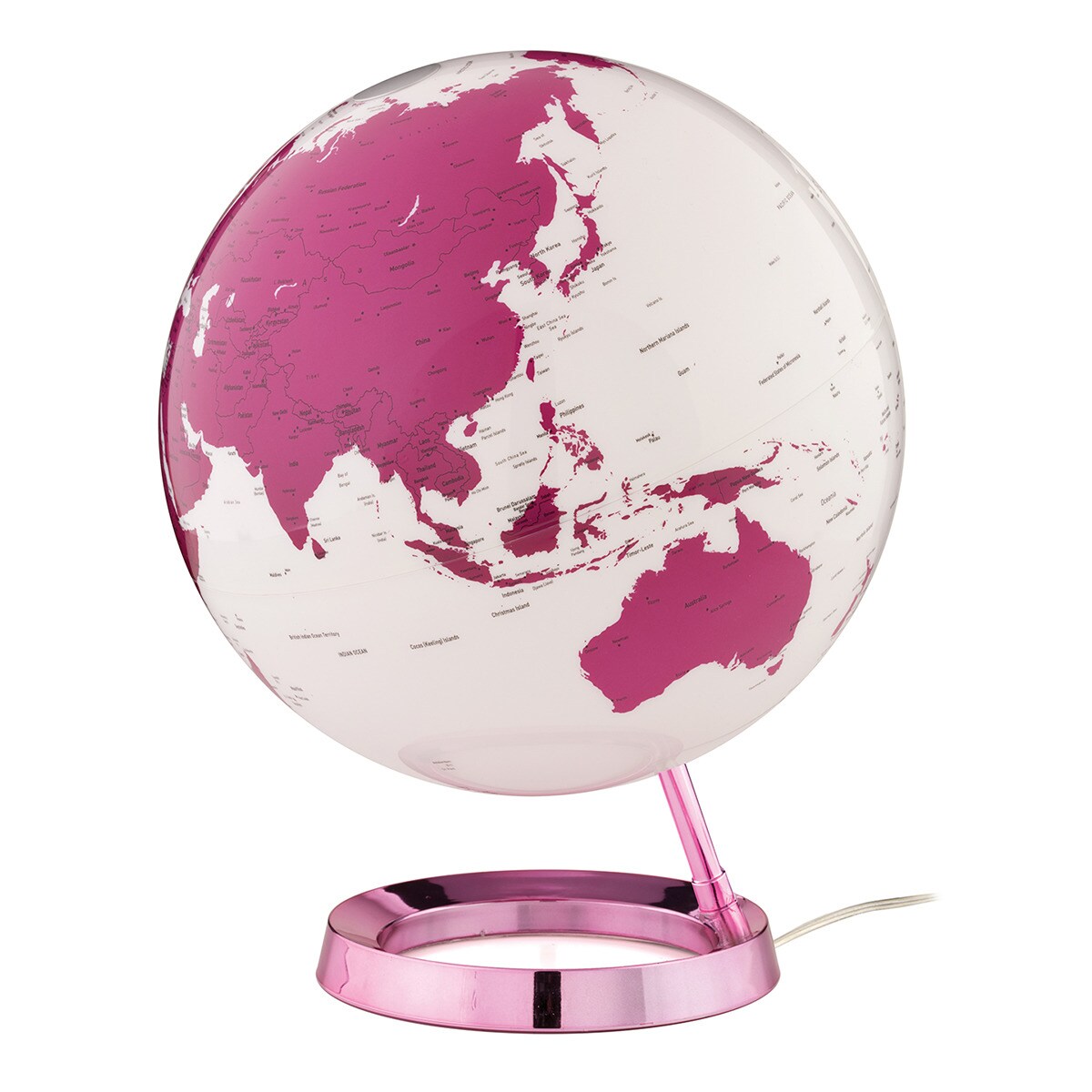 Globo Terrestre Design Escandinavo Light & Colour Hot Pink 30 cm com Luz Atmosphere Rosa Metálico 1