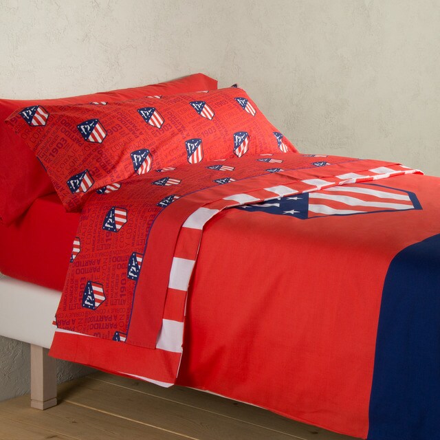 Juego de sábanas con bajera Atlético de Madrid · Atlético de Juego sábanas cama 90cm de segunda mano por 18 € en Madrid