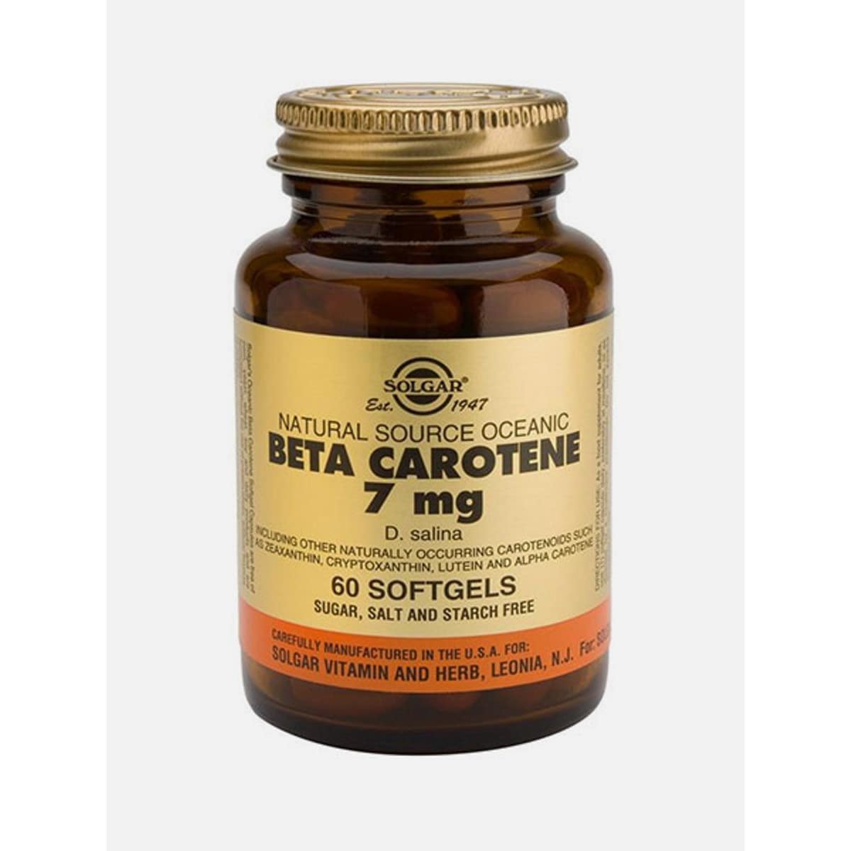 Suplemento Alimentar Beta Caroteno 7mg 60 Cápsulas Solgar 1