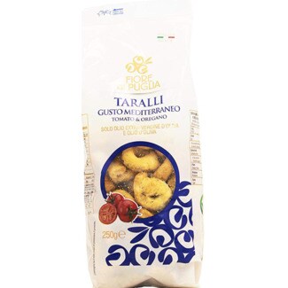 Fiore di Puglia Aperitivo Taralli Mediterrâneo de Tomate e Oregãos embalagem 250 g