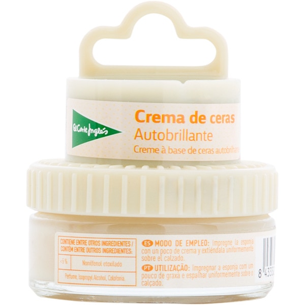 limpia calzado crema de ceras autobrillante incolora con esponja tarro 50 ml