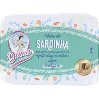 Sardinhas sem Pele e sem Espinha em Azeite Virgem Extra Biológicas lata 106 g - Dama