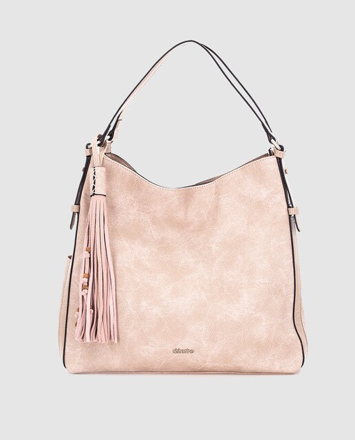Bolso de hombro Abbacino en rosa claro con borla a tono Bolso de hombro Abbacino en rosa claro con borla a tono